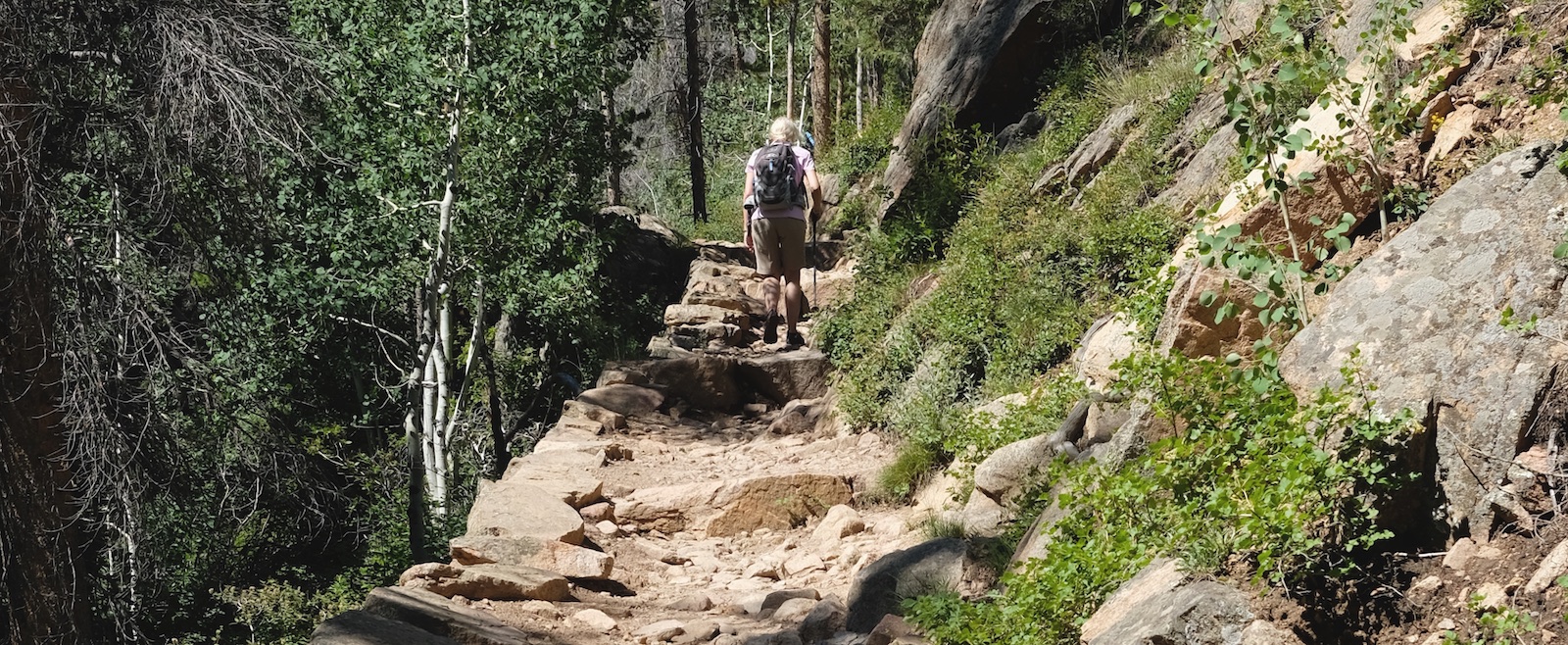 hiker on mountain trail