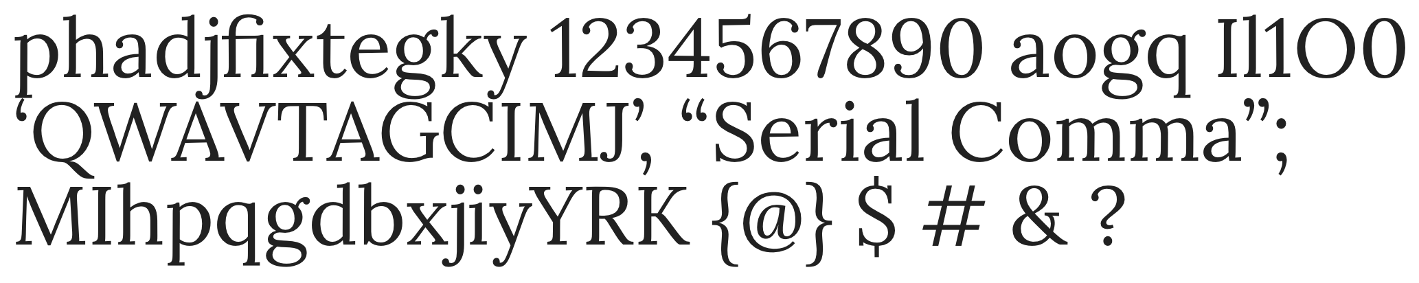 sample string in the lora typeface