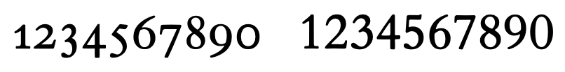 comparison of old style and lining numbers