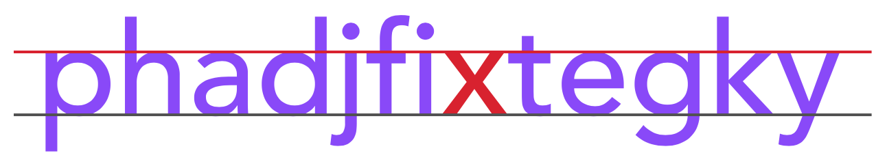 letters phadjfixtegky with horizontal bars to show x height